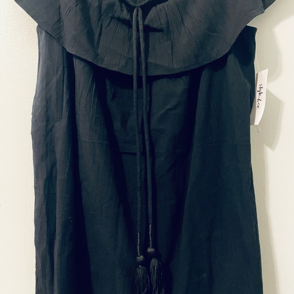 NWT Style & Co. Black Peasant Blouse / M - Picture 3 of 8